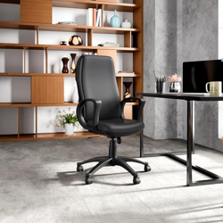 GODREJ INTERIO Pride Premium Leatherette High Back Executive Ergonomic Chair Office Chair/Boss Chair/Study Chair/Revolving Chair | 1 Year Warranty | Heavy Duty Nylon Base (Black)