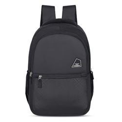 Priority 19 Inch Durable PU College Backpack For Boys & Girls | Casual Backpack For Unisex | Office Backpack For Men & Women (Large | Black)