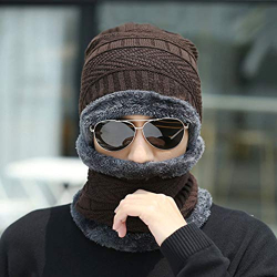 Kandid Wool Winter Cap & Beanie Muffler Set for Men & Women | Soft Brown Wool Winter Hat & Scarf | Warm Unisex Beanie & Muffler for Cold Weather | Stylish Headgear for Gym, Casual & Outdoor Activities