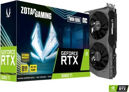ZOTAC NVIDIA RTX 3060 Ti Twin Edge OC LHR 8 GB GDDR6 Graphics Card