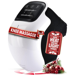RICUZA Premium Knee Massager Joint Pain Relief with Red Light Heating Massage Therapy, Rechargeable Knee Heat Vibration Physiotherapy Machine for Arthritis, Muscle, Joint Pain for Women, Elder Age, Men - 1 Year Warranty