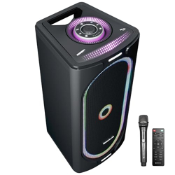 ZEBRONICS ROXOR PRO Party Bluetooth Speaker, Dolby Audio, 120W, Upto 6h Battery, Karaoke, Bluetooth v5.4 | HDMI (ARC) | TWS | USB | Mic/GT Input | Aux, RGB LED, Dual 6.5" Drivers,Wireless Mic
