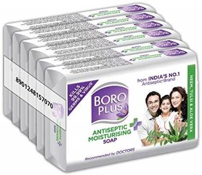 BOROPLUS Antiseptic + Moisturising Soap - Neem, Tulsi & Aloe Vera(6 x 125 g)
