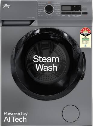Godrej 6 kg 5 Star, AI Tech, Steam Wash Fully Automatic Front Load Washing Machine with In-built Heater Grey(WFEON ARG 6010 5.0)