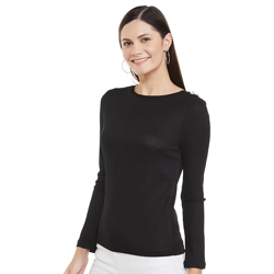 Marks & Spencer Ribbed Slash Neck Fitted Top T437525BLACK (XL)