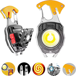 ApLiQ Keychain LED Flashlights Magnet 800 Lumens COB Portable Emergency Light with Screwdriver,Bottle Opener,Rechargeable,Cigarette Lighter,Whistles,Outdoor,Camping,Hiking,Seat Belt Cutter (Pack of 1)