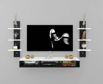 Odestar Odestar Engineered Wood TV Entertainment Unit Set Top Box Stand, Mounted TV Unit Engineered Wood TV Entertainment Unit(Finish Color - Black, DIY(Do-It-Yourself))