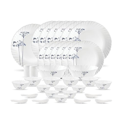 La Opala, Novo Collection, Opal Glass Dinner Set 35 pcs, Aqua Spray, White