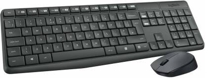 Logitech MK235 Full-Sized, 15 FN Keys, 3-Year Battery Life Combo Mouse and Wireless Laptop Keyboard(Black & Gray)