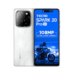 TECNO Spark 20 PRO 5G (Glossy White, 8GB+128GB)| 108MP Ultra Clear Imaging | Super Ellipse Design | MTK D6080 5G Processor | 6.78  120Hz LTPS LCD Display | 5000mAh Battery with 33W Charger