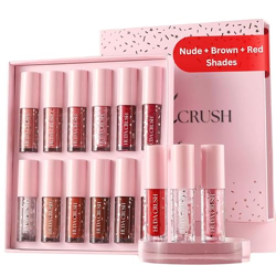 HUDACRUSH 12Pc Lipstick Combo Set, Lipstick for Dusky Skin Tone - Long Lasting Lipstick Waterproof, Unique Gifts for Women - Includes Red, Brown, Nude Lipstick - Perfect Liquid Lipstick Set
