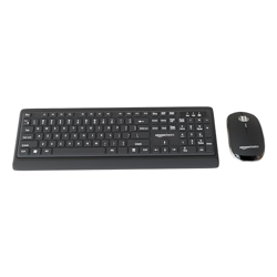 Amazon Basics Wireless Keyboard and Mouse Combo | 12 Months* Battery (Cells Included) | Silent Keys 800/1200/1600 DPI | Chiclet Keys Spill Resistant Keyboard for PC/Laptop (Black)