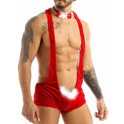 SSoShHub Chrismas Sexy Men Lingerie Lace Babydoll V Neck Chemise Halter Mesh Nightwear Babydoll Lingerie for Honeymoon Wedding Party Shoot Nightwear Beahwear BeachParty Lingerie with Panty, Cap Red