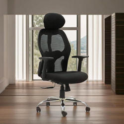 Ample Seating's Marvel High Back Mesh Home & Office Ergonomic Chair With Multi-Tilt Lock Mechanism, 3-Dimensional Adjustable Armrest & 4- Dimensional LumbarSupport (Heavy Chrome Base, Nylon Castors )