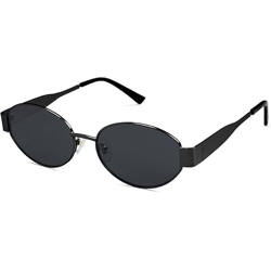 Roshfort Hexagon Sunglasses for Men & Women, Geometric Design, Stylish UV Protection Sunglasses, Trendy Eyewear for Fashionable Outdoor Look (Italic Black, D-2)