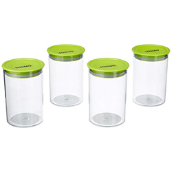 Amazon Brand - Solimo Airtight Plastic Storage Container Set (900ml) - 4 pieces (Transparent)