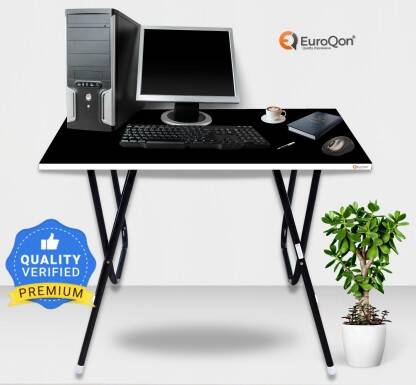 EuroQon Workstation Foldable Engineered Wood Computer Desk(Modular, Finish Color - Black, Pre-assembled)