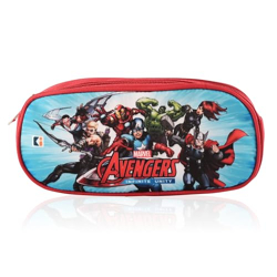 Kuber Industries Pencil Pouch | Multi-Purpose Travel Pouch | Lightweight Storage Pouch | Multi Utility Stationery Pouch | 2 Compartments Geometry Box | Marvel Avengers | Red