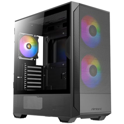 Antec NX416L Mid-Tower ATX Gaming Case with Side Tempered Glass, 2 Pre-Installed 160mm ARGB Fans, 1x 120mm ARGB Fan | PC Cabinet (Black)