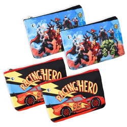 Kuber Industries Pack of 4 Pencil Pouch | Square Stationary Pouch | Pen-Pencil Box for Kids | School Geometry Pouch | Pencil Utility Bag | Zipper Pencil Organizer | Black & Red