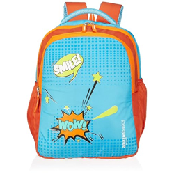 Amazon Basics 18 L Printed School Backpack for Boys & Girls | Durable Zippers Nylon and Polyester Material | 2 Large Zipper Compartments, 2 Bottle Holders | Travel, Outdoor | 27 L x 18 W x 42 H cm