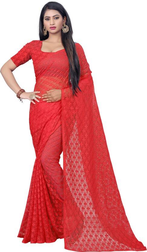 Self Design Bollywood Net Saree(Red)