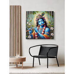 999Store Green & Blue Wood Religious Wall Paintings