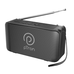 pTron Musicbot Groove Mini Bluetooth Speaker, 10W Immersive Sound, 6H Playtime, FM Radio, Multi-Playback Modes-BT5.1/TF Card/Aux-in, Metal Grill & Type-C Charging (Black)