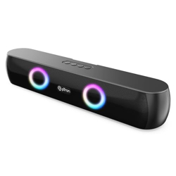 pTron Funk Wave V1 16W Bluetooth Soundbar Speaker, Pristine Stereo Sound, Vivid RGB Lights, Metal Grill, Mini Soundbar for Phone/TV/Laptop/Tablets, BT v5.3/Aux/TF Card/USB Playback (Matt Black)