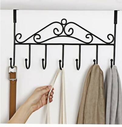 cammer Multi Alloy Steel Functional Steel Over The Door Hook Hanger - Black (7 Hook) Door Hanger
