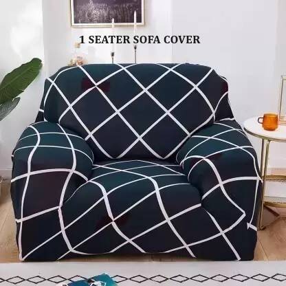 TONY STARK Polycotton Striped Sofa Cover(Blue Pack of 1)