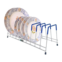 SmartSlide Stainless Steel Kitchen Rack - Plate Rack - Dish Rack - Rack for 10 Plates  Chopping Board Holder - Lid Holder Utensil Rack for Kitchen (10 Plate)