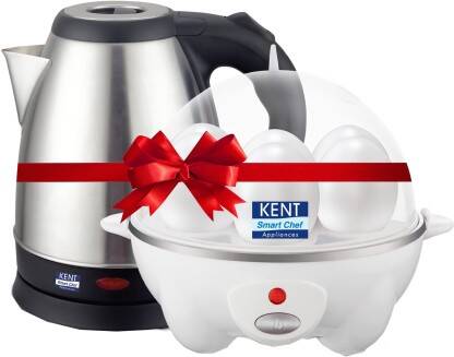 KENT 16089 Egg Boiler and Vouge Electric Kettle(1.5 L, Silver, White)