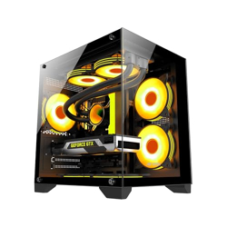 Ant Esports Crystal Z2 Mid-Tower Computer Case/Gaming Cabinet  Black | Support Micro-ATX, Mini-ITX | Pre-Installed 3 ARGB Infinity Mirror Fans