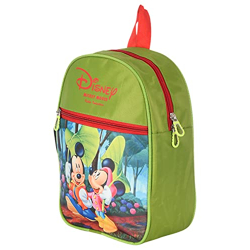 Kuber Industries Mickey & Minnie Print Kids Backpack Bag for School, Travel, Casual, Picnics (Green)