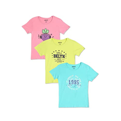Newport Girl's Regular Fit T-Shirt (NPOGRNK20018G16_Multicolour4 9 Years-10 Years)