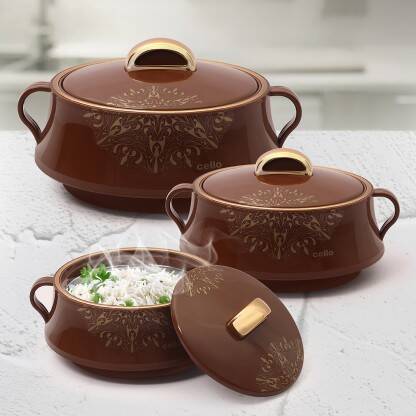 cello Midas Pack of 3 Thermoware Casserole Set(500 ml, 1000 ml, 1500 ml)