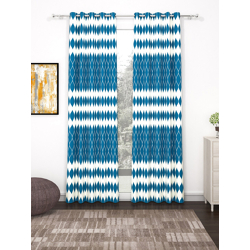 Story@home Nature Blue & White 2 Pieces Geometric Printed Door Curtains