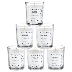 Amazon Brand - Solimo Shot Glass Candles | Unscented | Smokeless | No Residue | 10 Hours Burn Time (Set of 6, White)