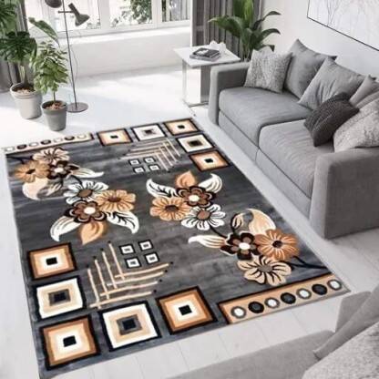 R CARPETS Grey Acrylic Carpet(150 cm,  X 200 cm, Rectangle)