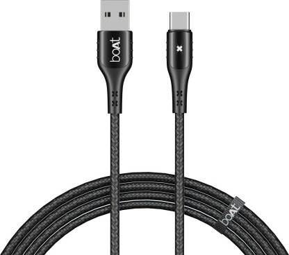 boAt USB Type C Cable 3 A 1.5 m 600 Stress Resistant,Auto Disconnecting with LED Indicator, 3A(Compatible with Mobile, Tablet, Laptop, Mecurial Black)