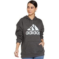 ADIDAS Women Cotton W BL OV HD, Sports Sweatshirts, DGREYH/ALMBLU, X-Small
