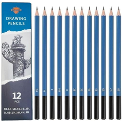 Corslet 12 Pcs Pencils for Drawing, Graphite Sketching Pencils Kit, 8B 7B 6B 5B 4B 3B 2B B HB F H 2H, Artist Pencils for Beginners & Pro Artists, Professional Sketch Pencils Set