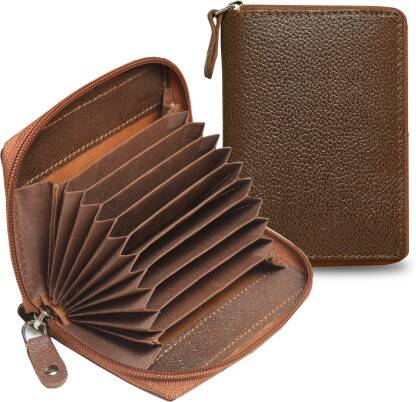 ABYS Genuine Leather RFID Unisex Credit | Business | ATM & Debit 9 Slots 15 Card Holder(Set of 1, Tan)