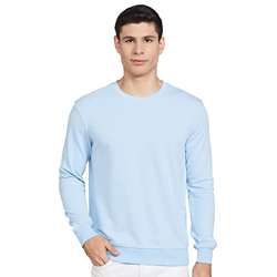 Amazon Brand - Symbol Men's Regular Fit Cotton Blend Round Neck Sweatshirt (AW18MNSSW01_Bright Sky_L_Bright Sky_L)