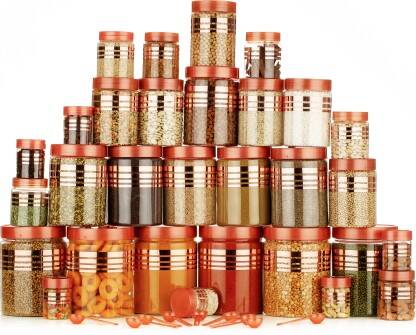 NORVIUM Plastic Grocery Container  - 1200 ml, 650 ml, 350 ml, 250 ml(Pack of 24, Gold)