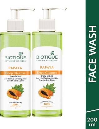 BIOTIQUE Papaya Deep Cleanse For Glowing Skin  | Tan removal and Brightning Face Wash(400 ml)