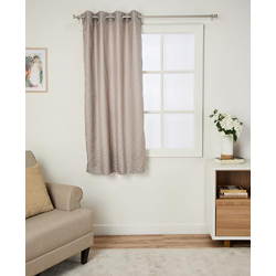 Amazon Brand - Solimo Premium Polyester Cotton Curtains | 225 GSM | 5 FT | Geometric Print | Easy Maintenance (Set of 2, Coffee)