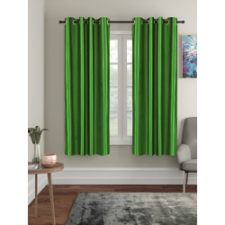 Cortina Green  2 Pieces Eyelet Window Curtains