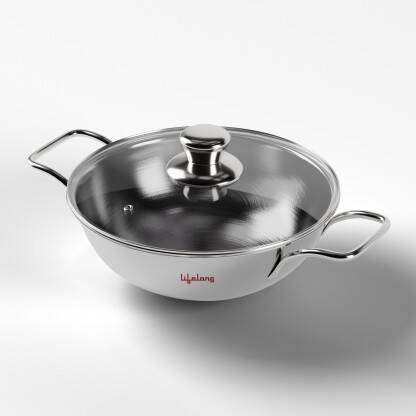 Lifelong Triply LLOTPK22 Kadhai 22 cm diameter with Lid 2 L capacity(Triply, Induction Bottom)